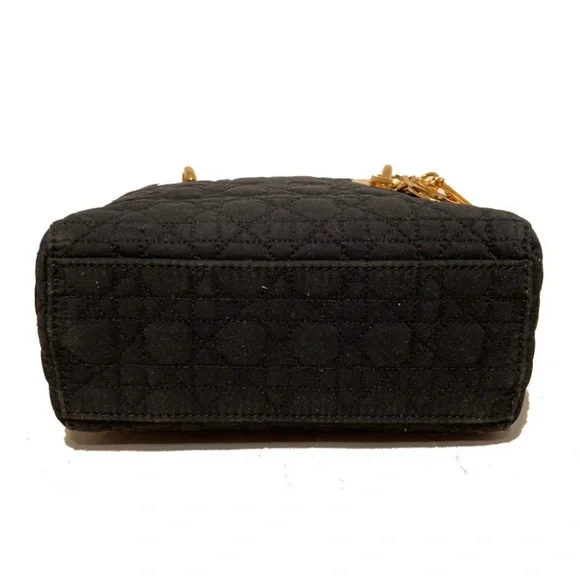 Auth Christian Dior Mini LADY DIOR Black & Gold vintage bag - Picture 4 of 12